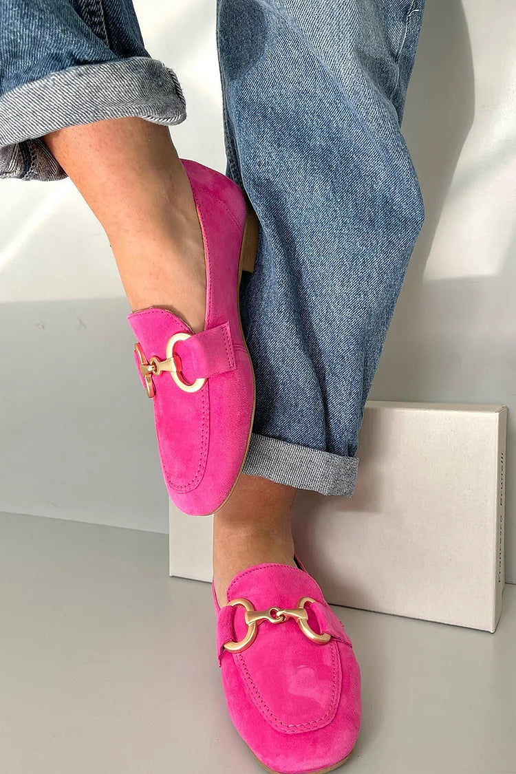 Metallische lässige Dekor Schlupf-Schnallen-Loafer