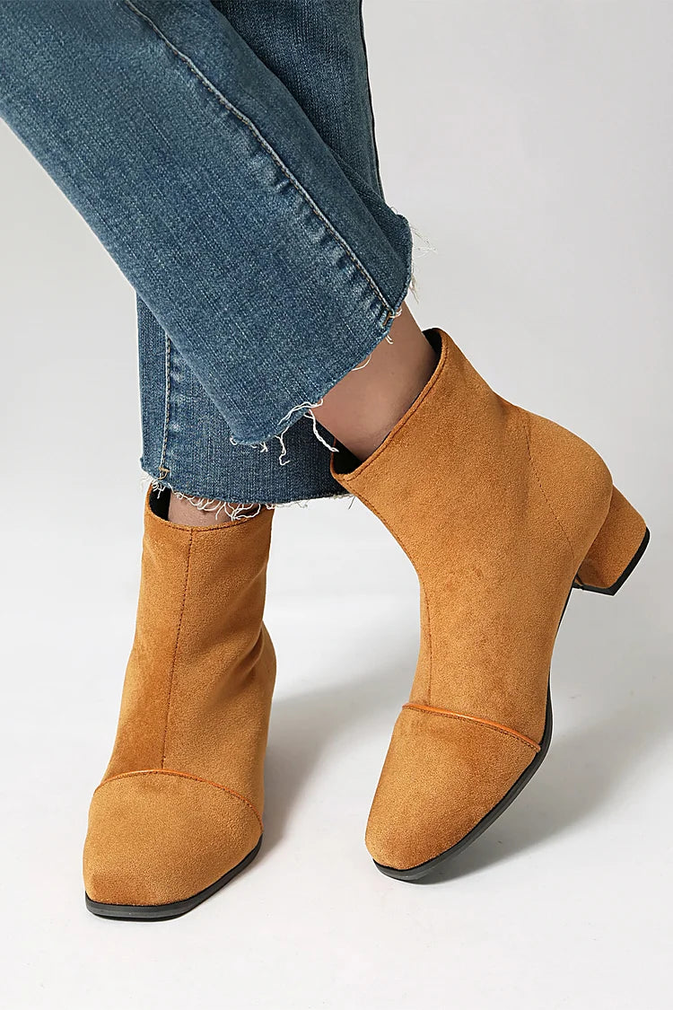 Stivaletti Donna Chelsea Con Tacco A Blocco E Cerniera - Punta Quadrata, Tacco 7 Cm, In Pelle PU
