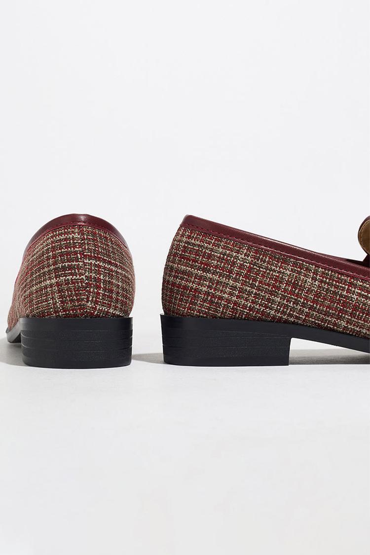 Metall Leopard Kopf Dekor Patchwork Quadratische Zehe Freizeit Slipper