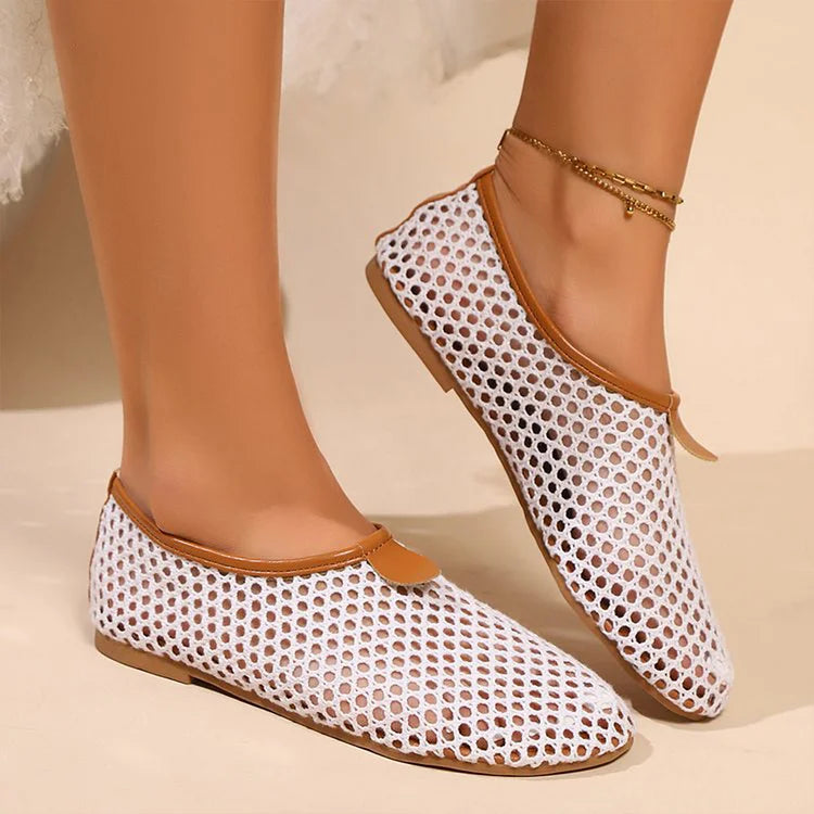 Scarpe basse casual multicolor con punta tonda e rete traforata