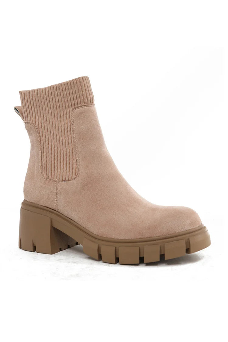 Stivaletti alla caviglia con punta tonda, casual, con tacco spesso e patchwork