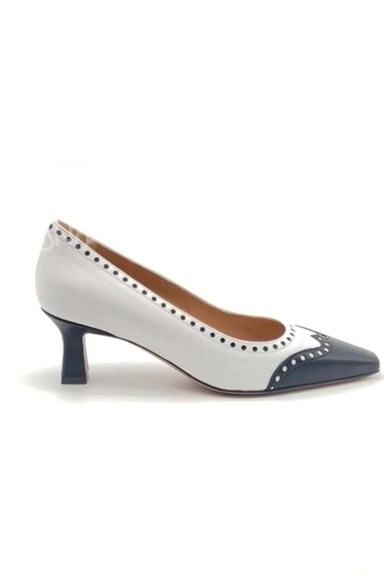 Elegant Colorblock Cutout Pointed Toe Mid Heels