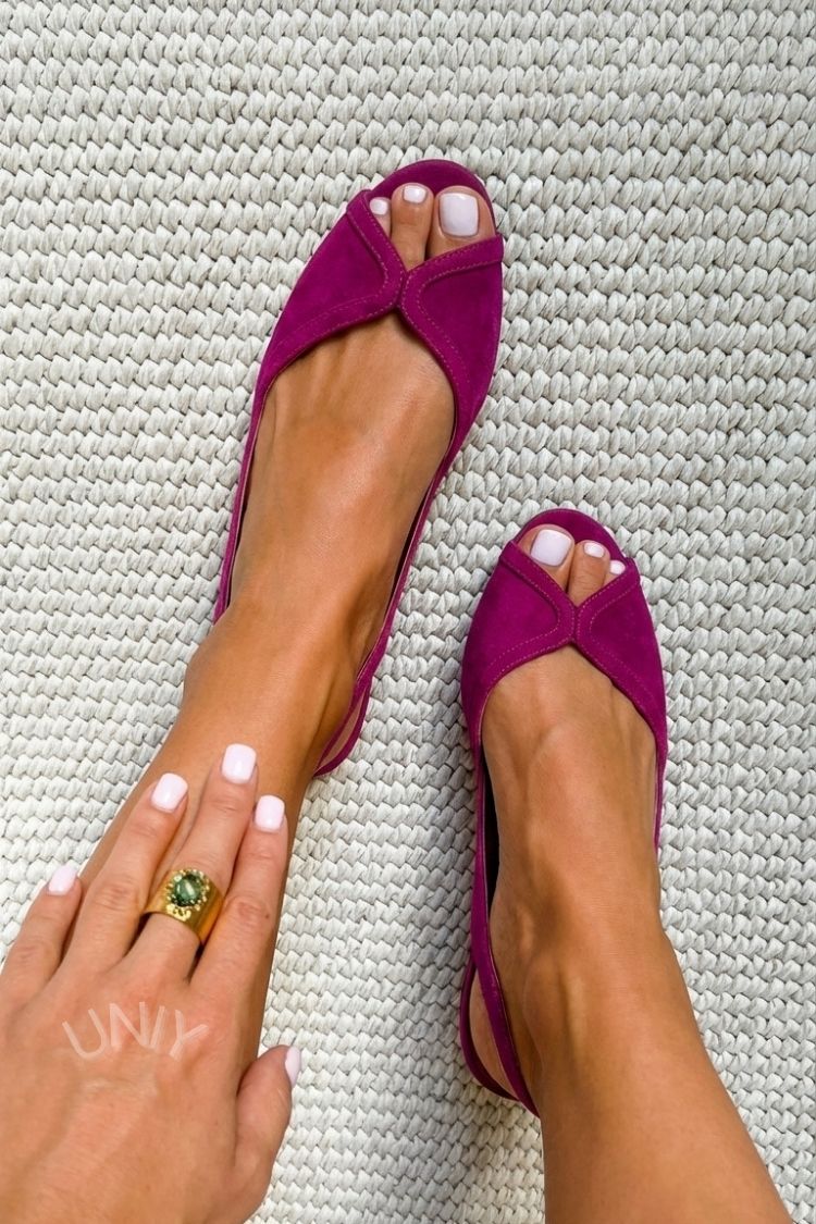 Ballerines slingback à bout ouvert en suède fuchsia chic