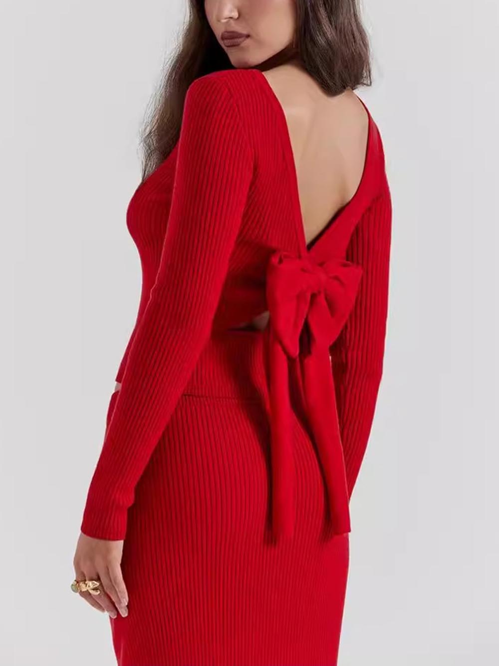 Czerwona dzianinowa spódnica maxi