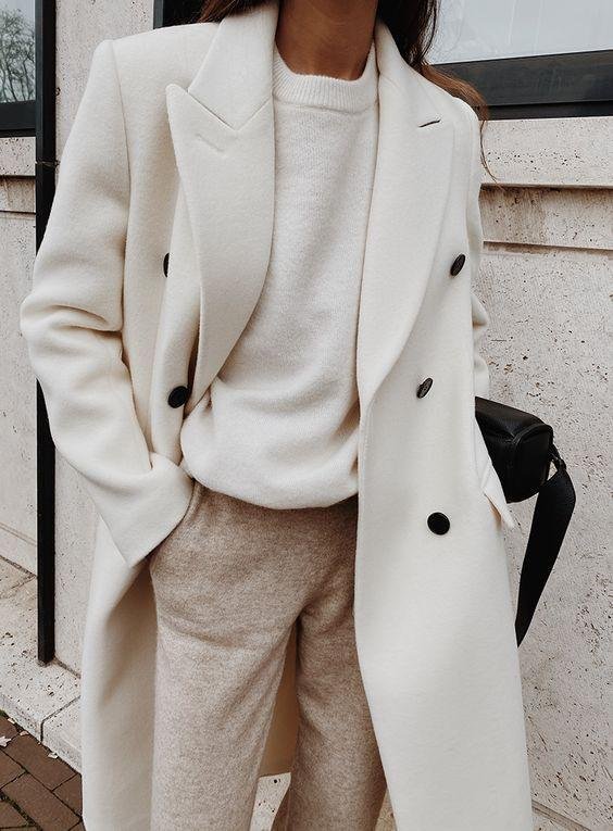 Veste manteau blanche décontractée à la mode simple