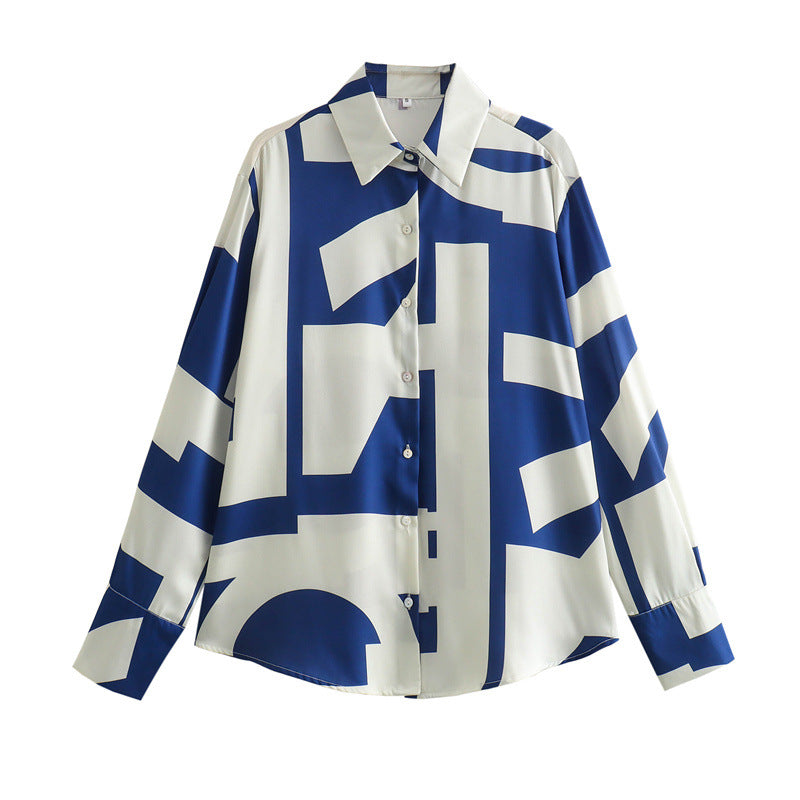 Printed lapel casual two-piece set