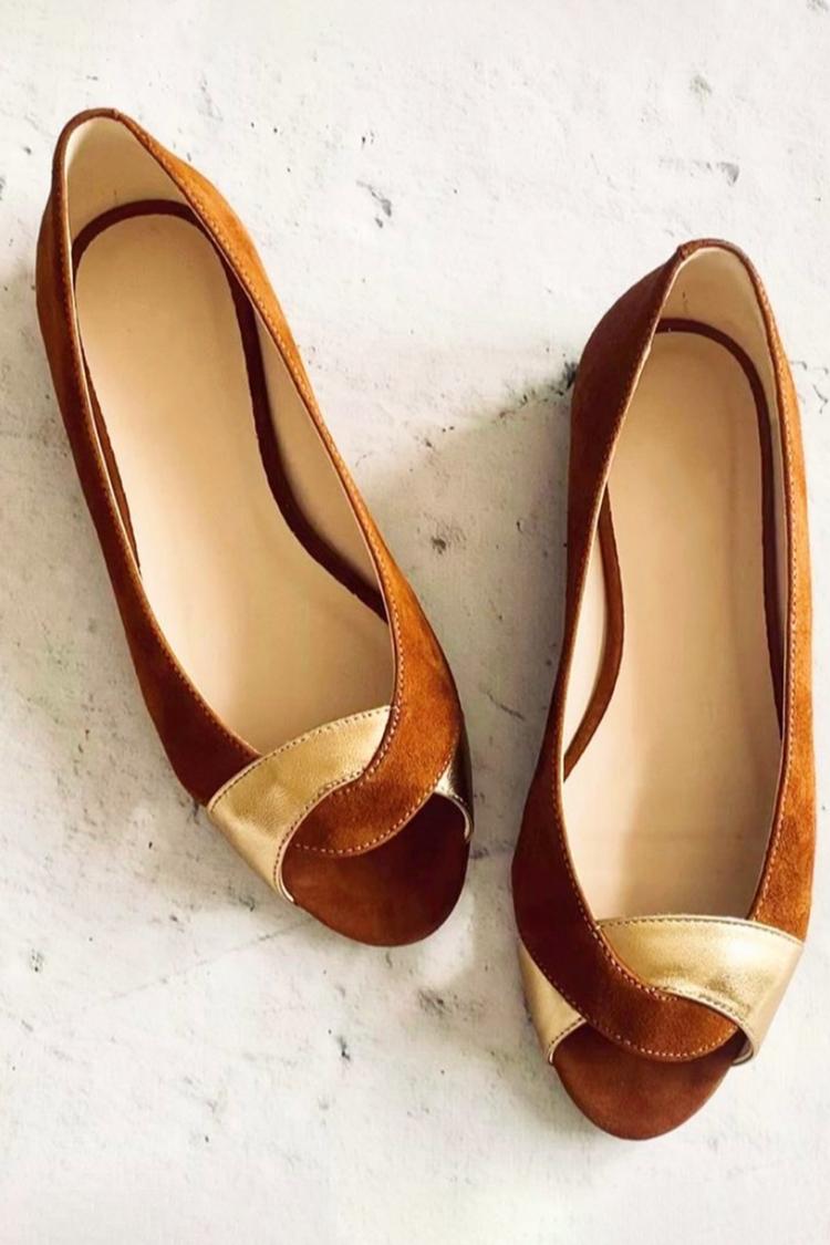 Colorblock gedrehte Riemen Peeptoe lässige braune Sandalen