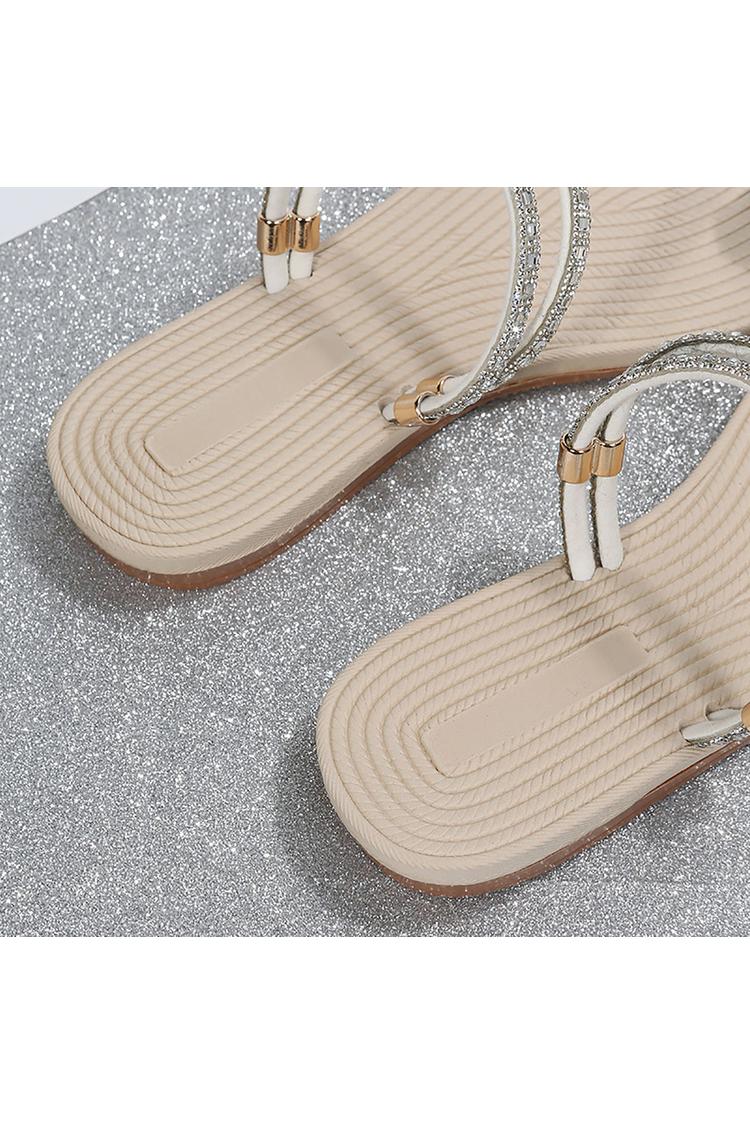 Infradito con strass, sandali casual con cinturino alla caviglia scintillante