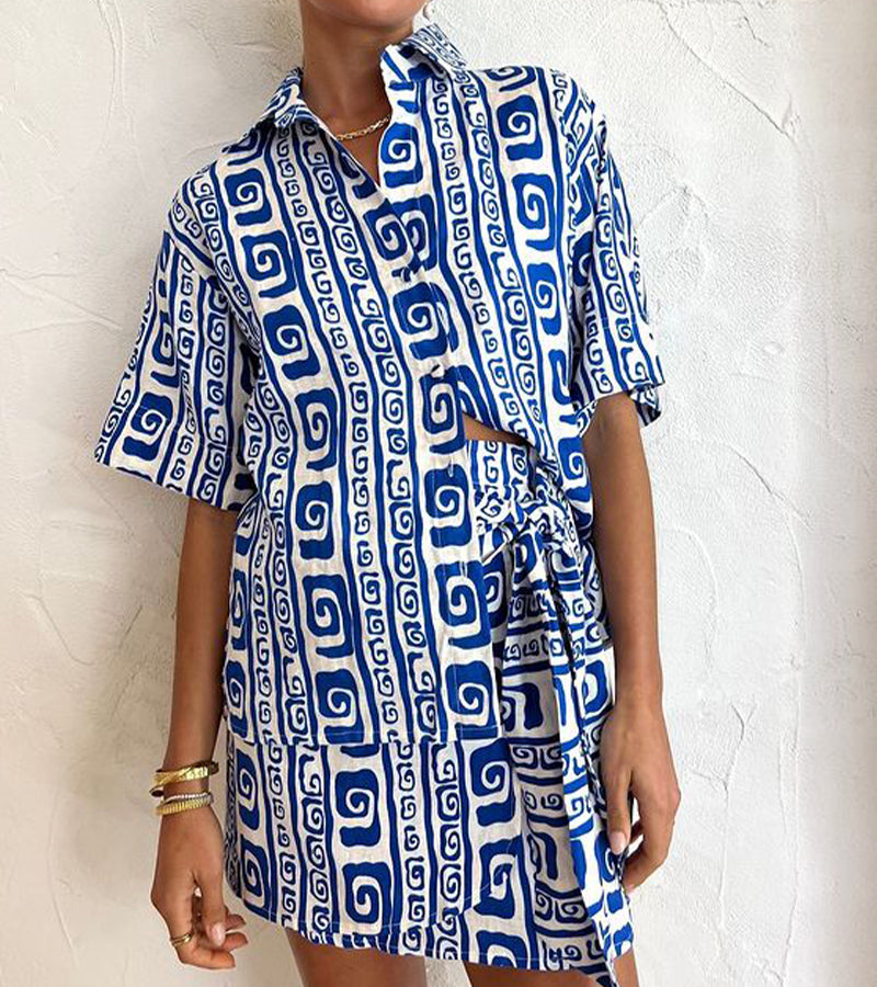 Conjunto de dos piezas con estampados de geometría abstracta