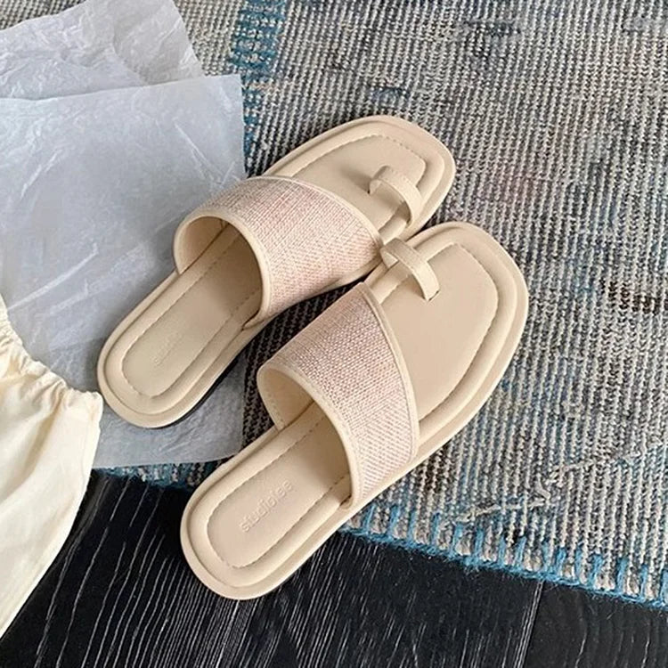 Bellissime pantofole da esterno con punta quadrata e anello per le dita, con patchwork a blocchi di colore