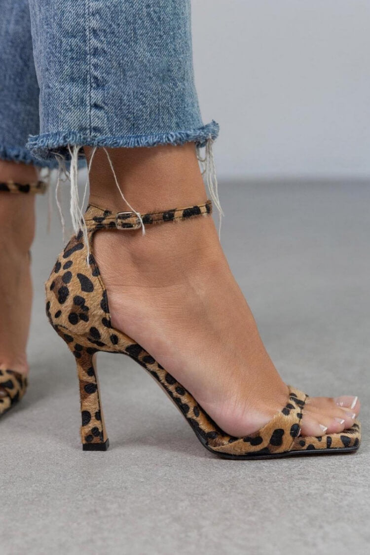 Leopard offene Zehen High Heels Sandalen