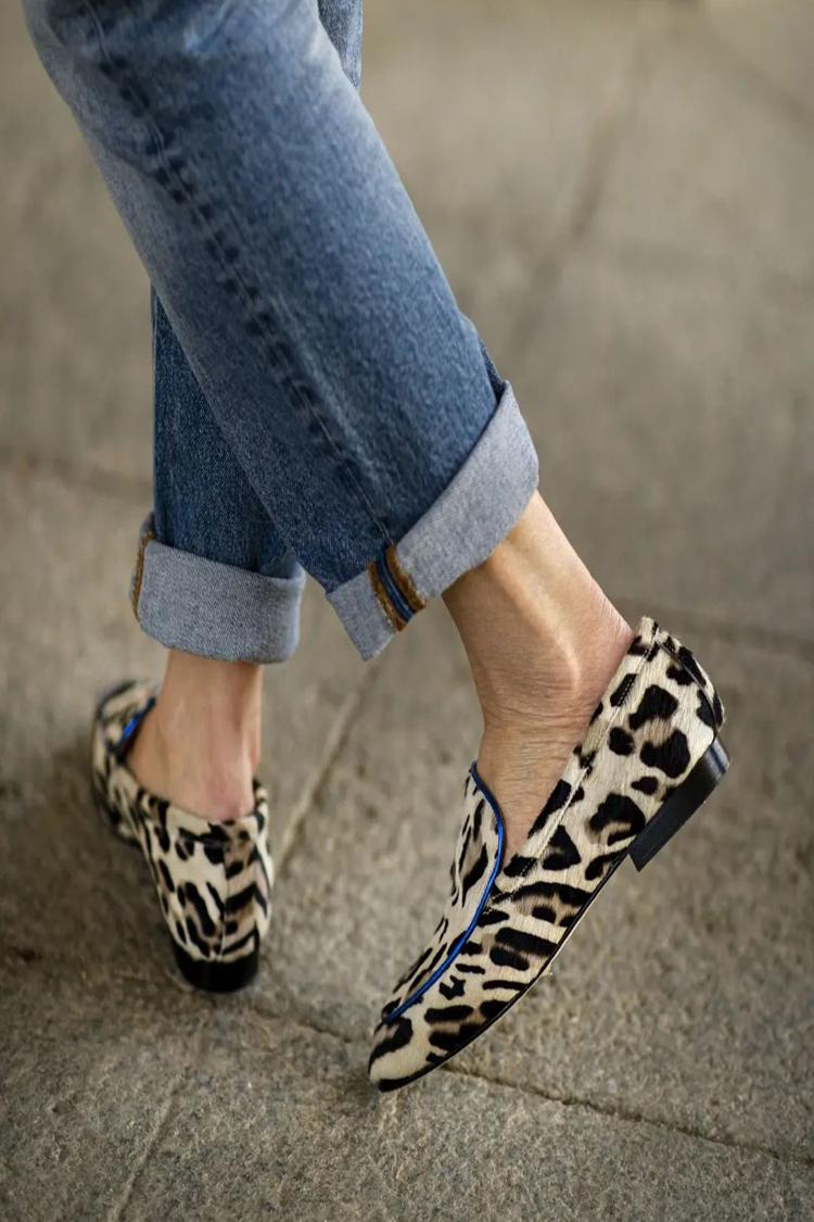 Leopard Print Faux Suede Binding Casual Loafers