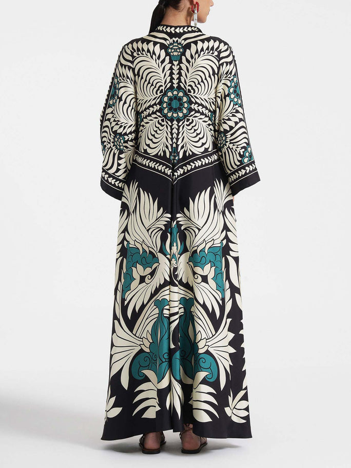 Einzigartiges, fließendes Maxikleid mit Blumendruck