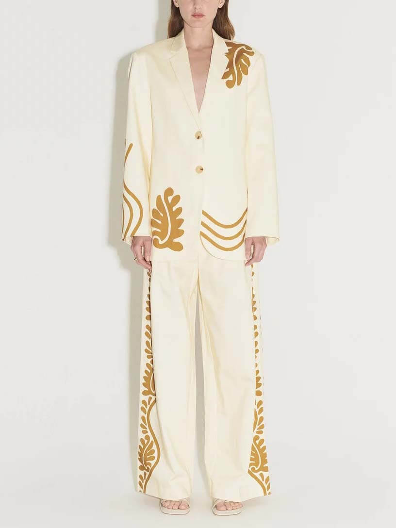 Chaqueta de traje con estampado floral abstracto exquisito