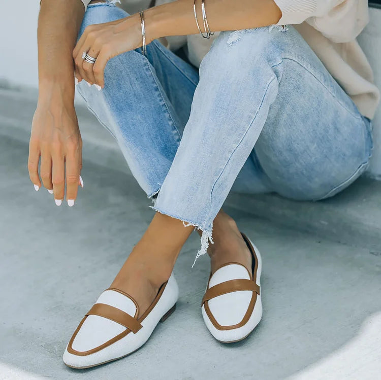 Retro Kontrast Elegante Besatz Freizeit Farbige Loafer