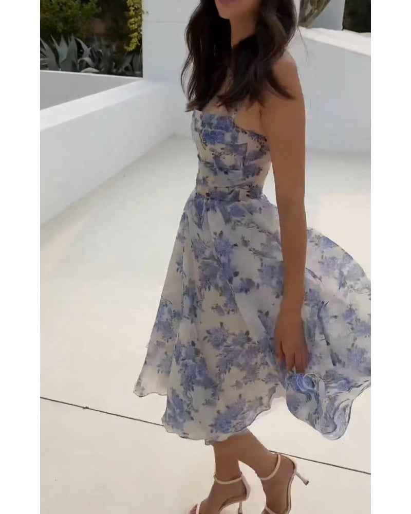 Vestido casual sexy con estampado de cuello halter 2024ss