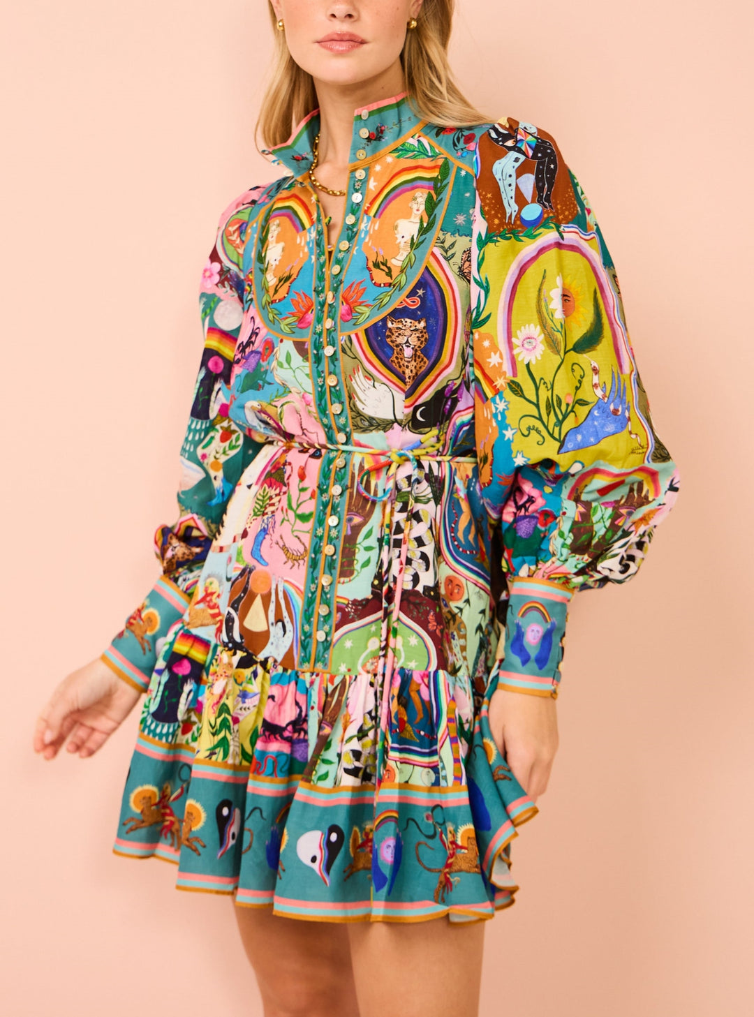 Lässiges Minikleid mit Graffiti-Evergreen-Druck