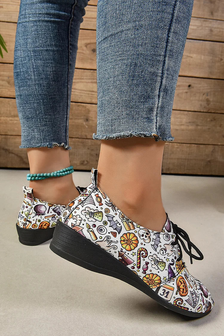 Chaussures décontractées à lacets et à bout rond avec chapeau de magicien d'Halloween