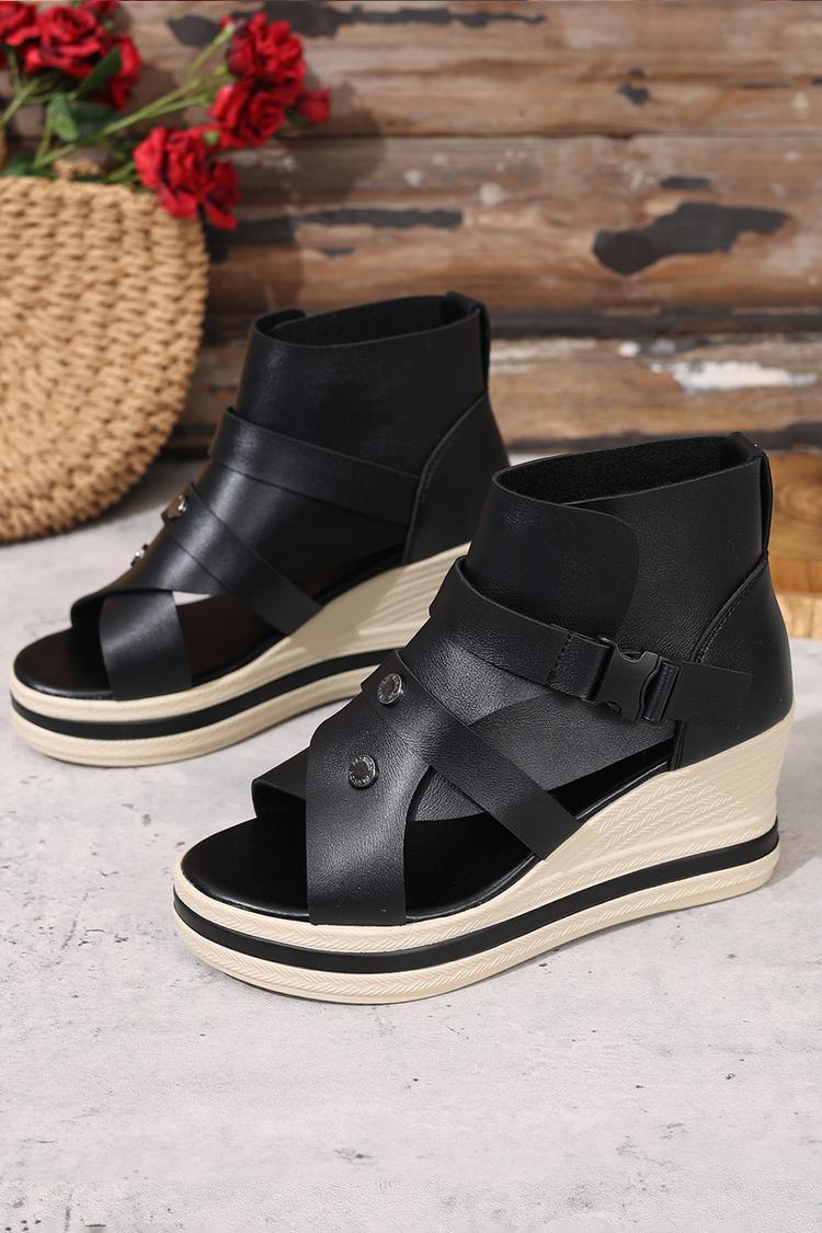 Sandali con zeppa casual con punta tonda e ritagli irregolari