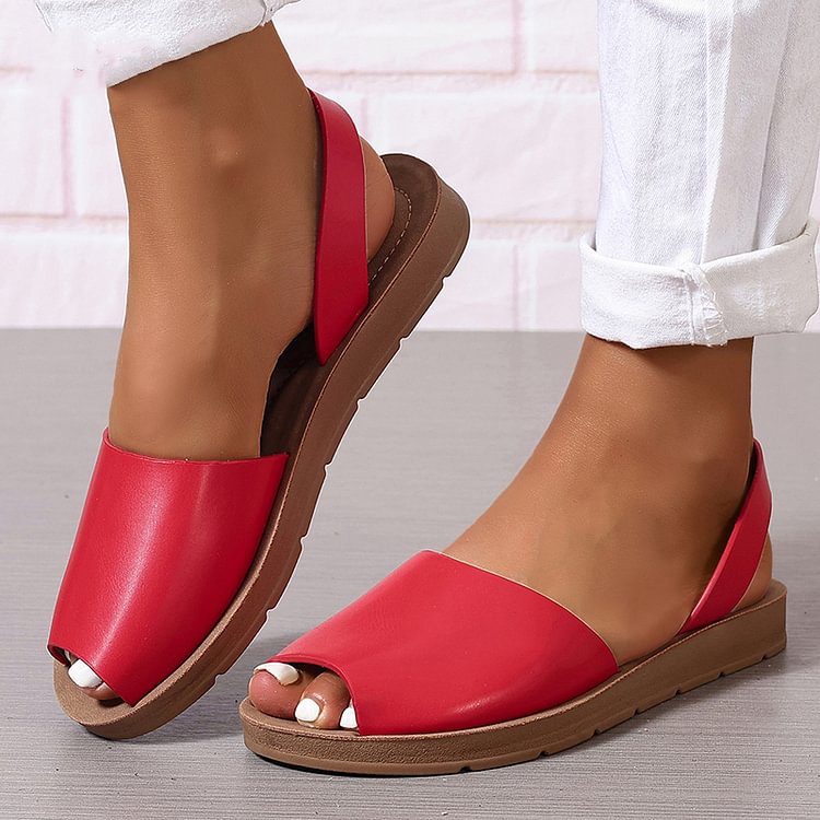 Lightweight Peep Toe Slingback Strap Casual Solid Color Sandals