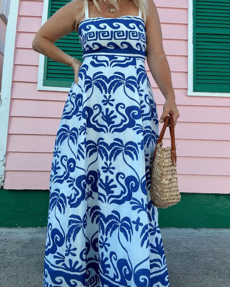 Robe à bretelles imprimée été vacances