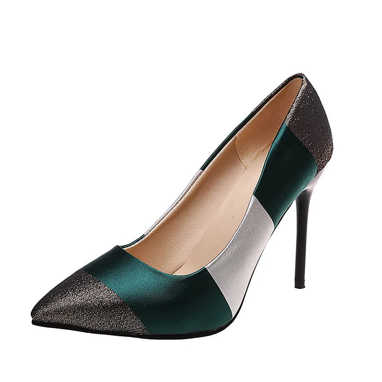 Eleganti tacchi a spillo con punta a blocchi di colore raffinati