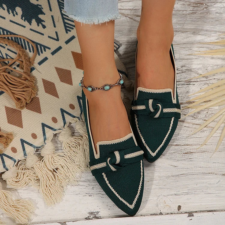 Chaussures plates à enfiler à bout pointu noué à motif léopard