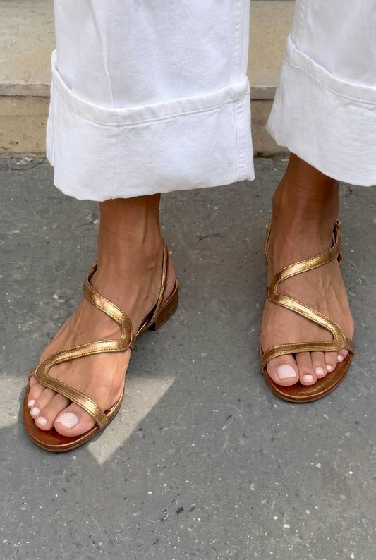 Asymmetric Strappy Open Toe Flat Slingback Sandals [Pre Order]