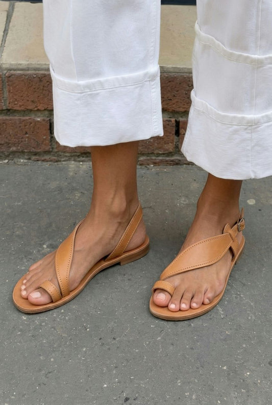 Asymmetric Toe Loop Slingback Casual Sandals [Pre Order]