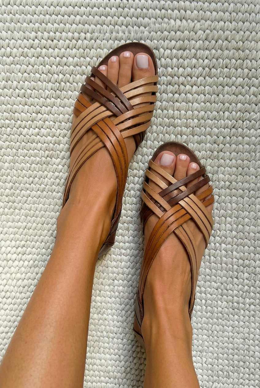 Woven Multi-Strap Open Toe Flat Casual Sandals [Pre Order]