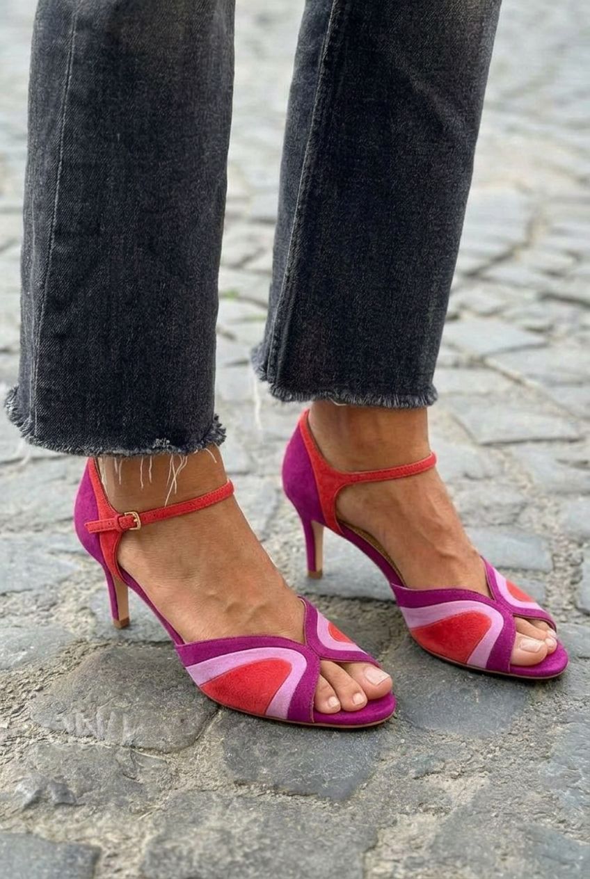 Wavy Peep Toe Ankle Strap Kitten Heels [Pre Order]