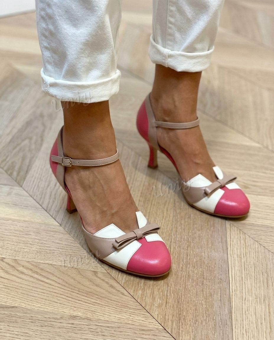 Bowknot Ankle Strap Round Toe Kitten Heel Pumps [Pre Order]