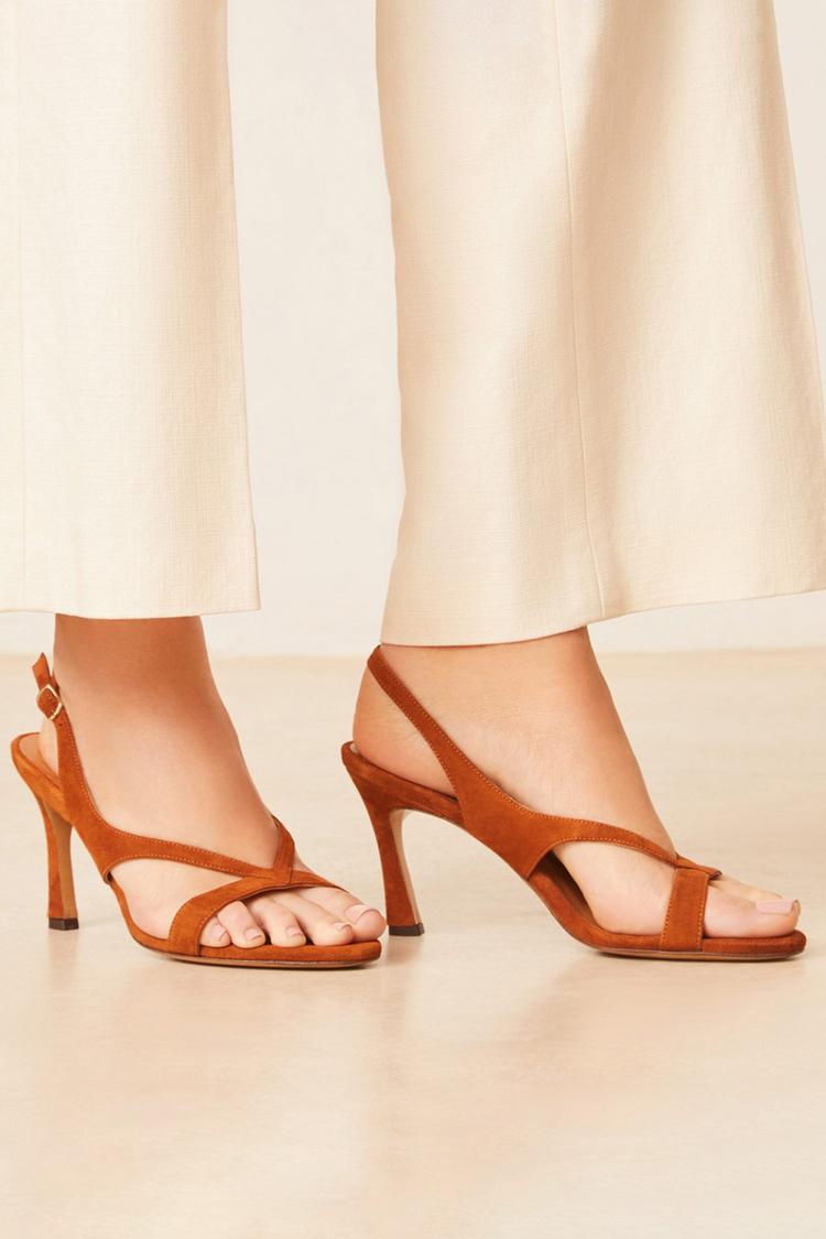 Scarpe con tacco a spillo marroni a punta in finta pelle scamosciata tinta unita [Pre-ordine]