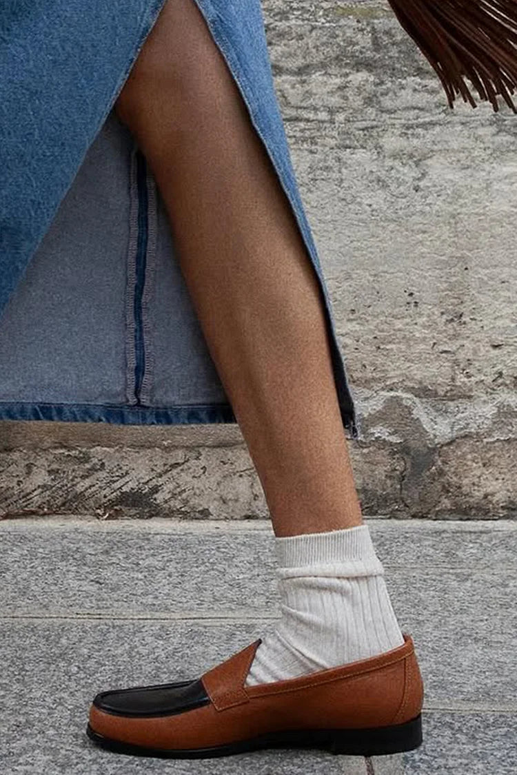 Mocassini bassi slip-on marroni opachi in tinta [Pre-ordine]