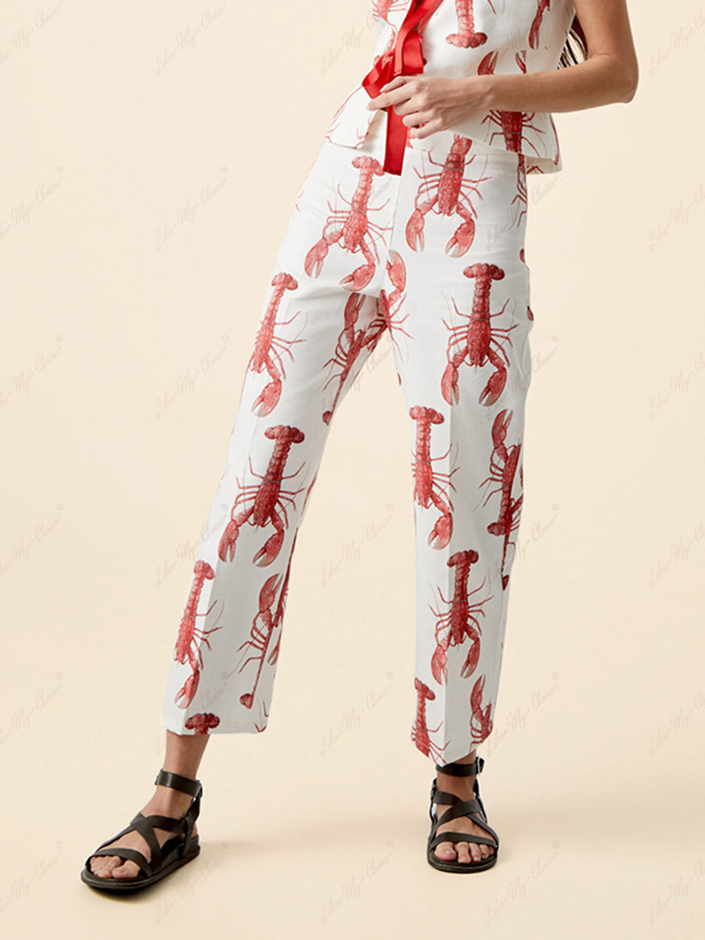 Lobster Print Straight Pants