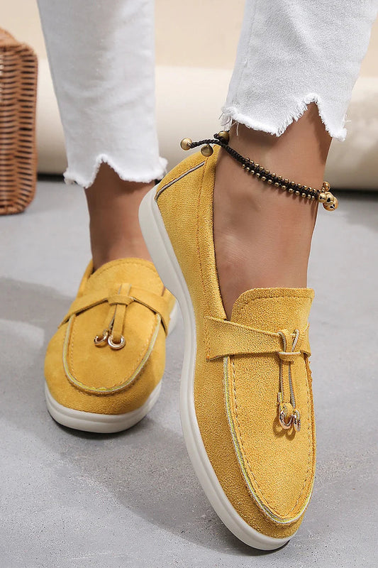 Casual Solid Color Knotted Seam Low-Top Loafers