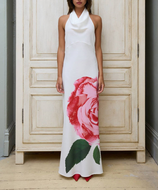 Art Pink Rose Maxi Dress