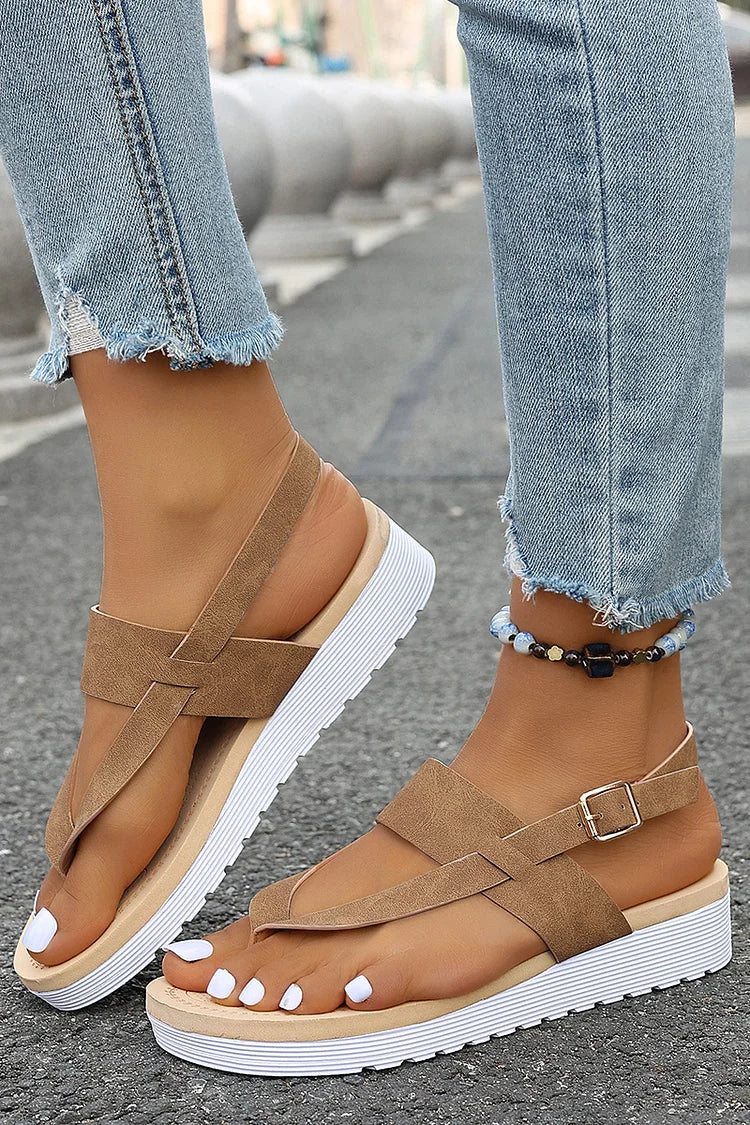 Sandalias casuales con chanclas con plataforma y hebilla con tira trasera 