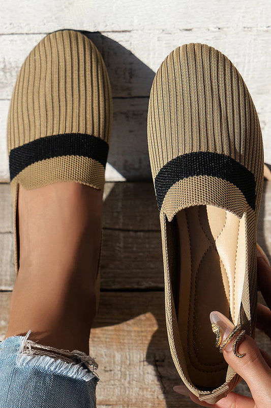 Stretch Knit Pit Color Block Low-Top Slides Flats