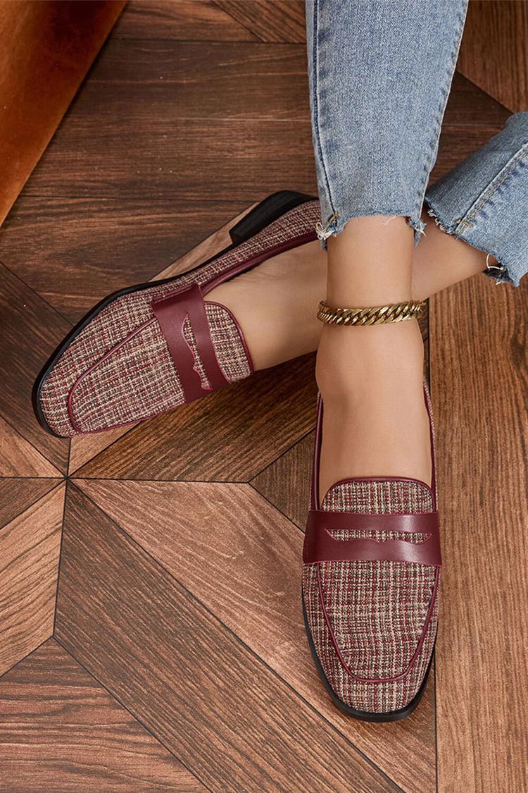 Patchwork Freizeit Outdoor Quadratische Zehen Slipper Loafer