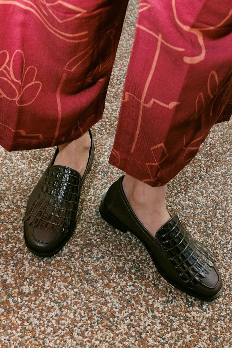 Patchwork Fransen Dekor Rund Zehen Freizeit Schwarze Loafer [Vorbestellung]