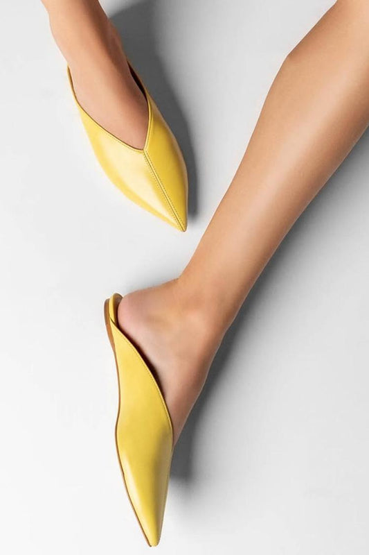 Mules casual gialle a punta tinta unita [Pre-ordine]