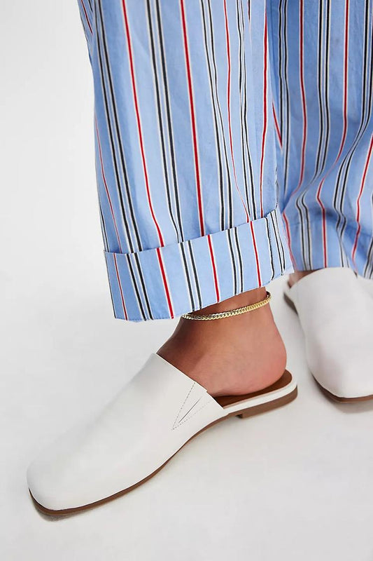 Mules casual bianche con punta quadrata e tinta unita [Pre-ordine] 