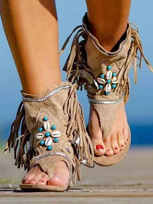 Womens Leopard Print Anti-Slip Flat Sandals Finger Sandals