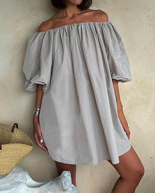 Casual Solid Shoulder Loose Dress