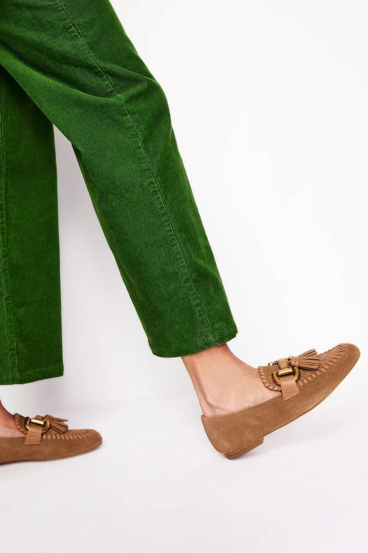 Cholewki z chwostami, ozdobą w kształcie sprzączki Horsebit, przeszycia, brązowe mokasyny [Przedsprzedaż]