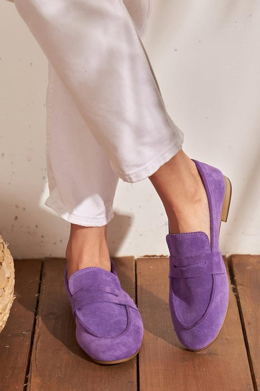 Einfarbige Patchwork Rundzehen Lila Slipper [Vorbestellung]