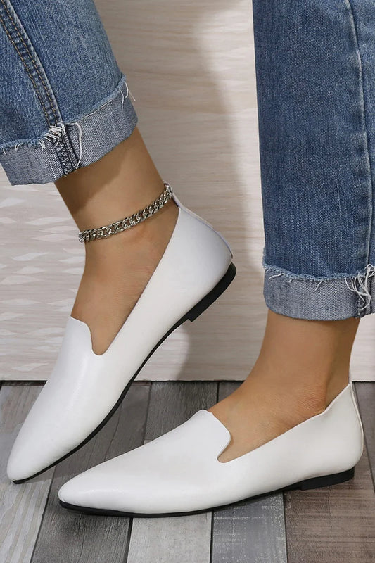 Scarpe basse casual slip-on a punta tinta unita