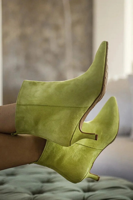 Solid Color Pointed Toe Green Stiletto Heels Boots [Pre Order]