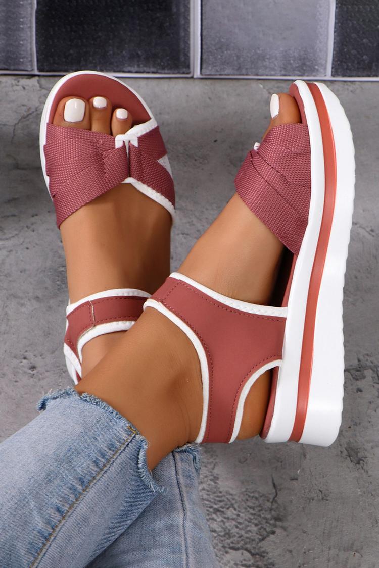 Sandali casual con plateau e punta tonda con patchwork colorblock